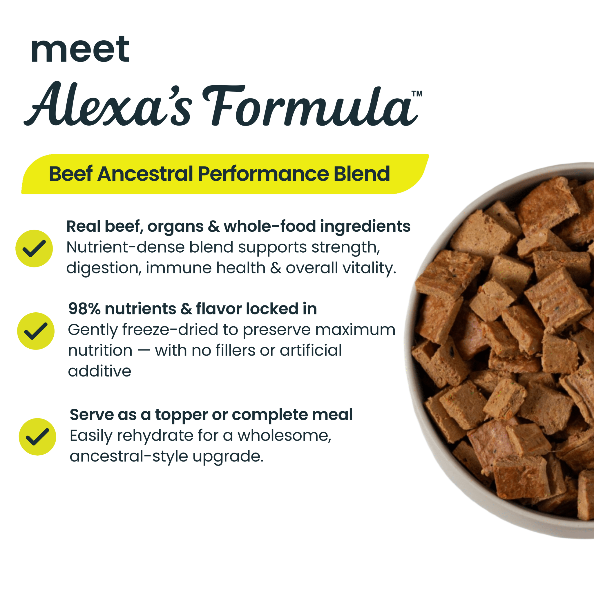 Beef Ancestral Performance Blend dog food topper by Alexa's Formula