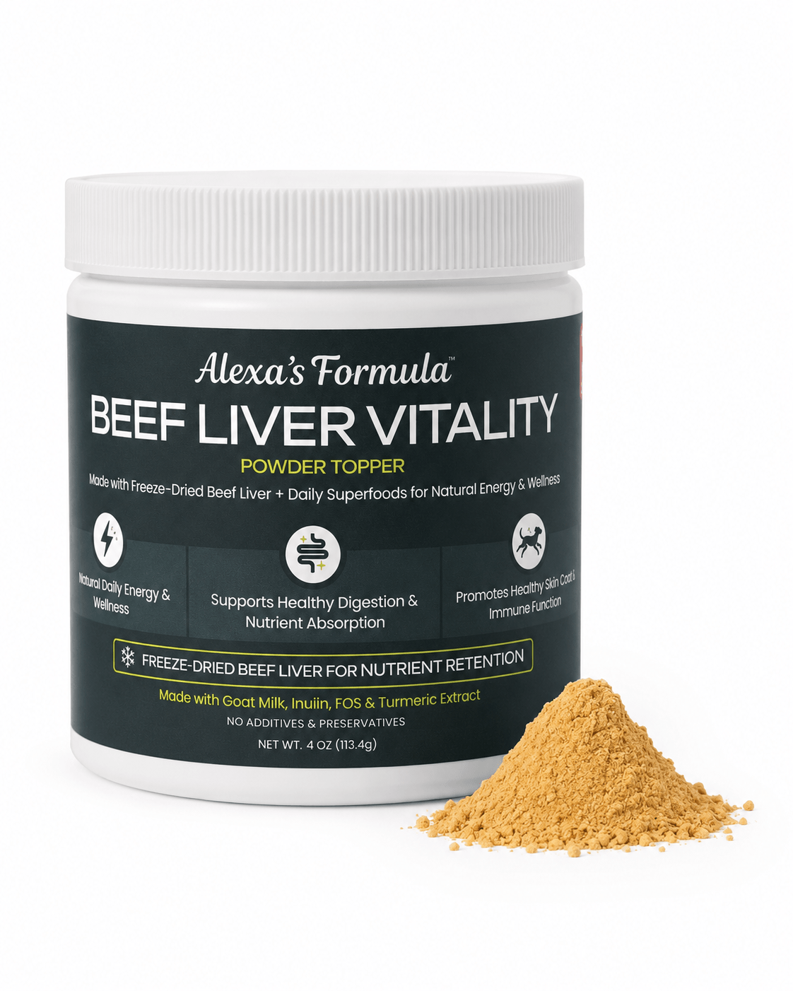 Beef Liver Vitality Powder Topper dog food topper by Alexa's Formula